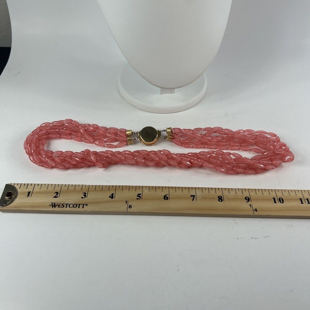 Vintage Barbie Pink Multi-Strand Beaded Necklace Plastic Pretty Clasp - Picture 5 of 5